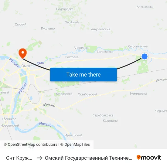 Снт Кружевница to Омский Государственный Технический Университет map