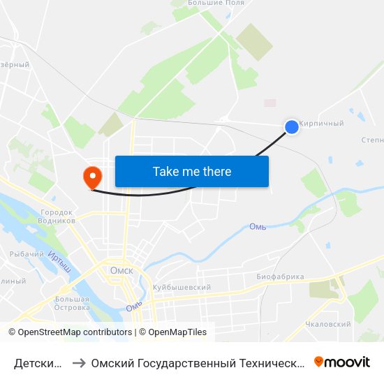 Детский Сад to Омский Государственный Технический Университет map