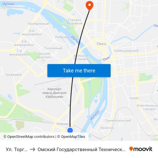 Ул. Торговая to Омский Государственный Технический Университет map
