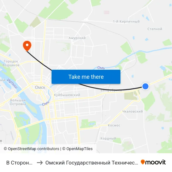 В Сторону Тэц-5 to Омский Государственный Технический Университет map