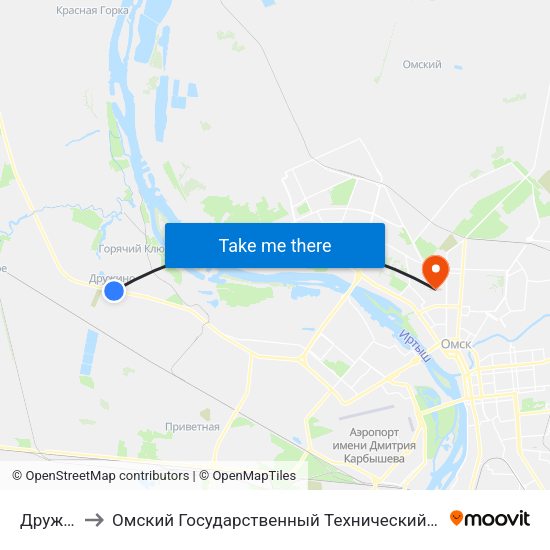 Дружино to Омский Государственный Технический Университет map