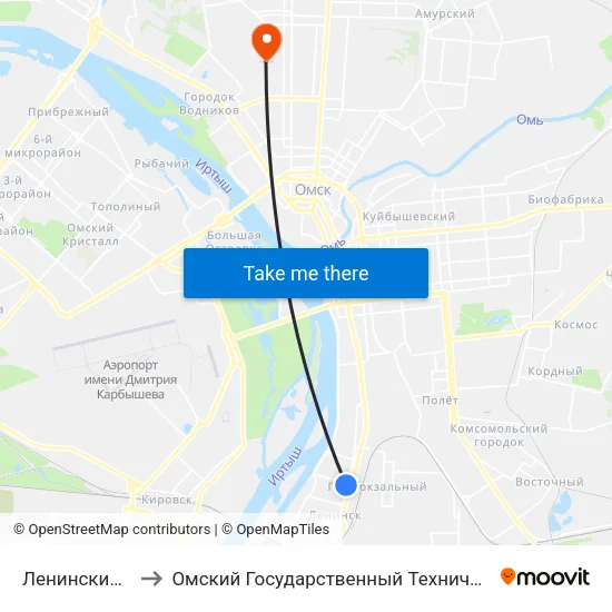 Ленинский Рынок to Омский Государственный Технический Университет map