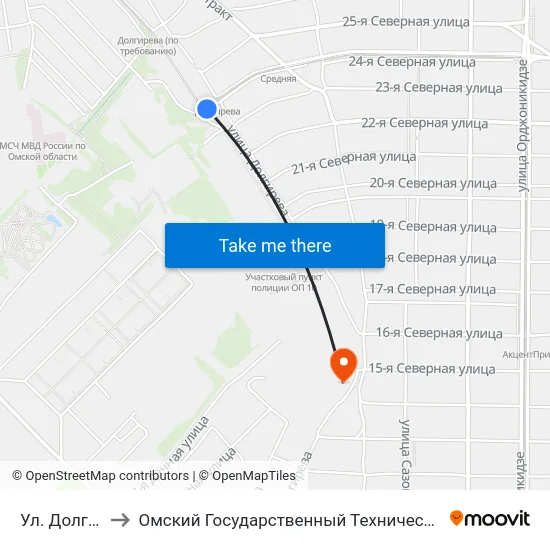Ул. Долгирева to Омский Государственный Технический Университет map