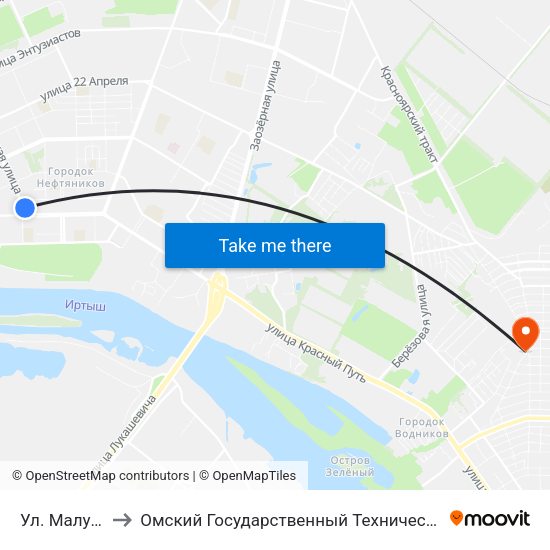 Ул. Малунцева to Омский Государственный Технический Университет map