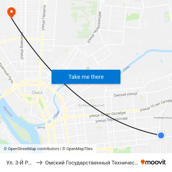 Ул. 3-Й Разъезд to Омский Государственный Технический Университет map