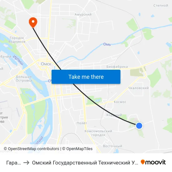 Гаражи to Омский Государственный Технический Университет map