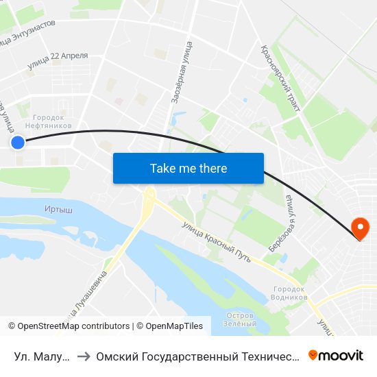 Ул. Малунцева to Омский Государственный Технический Университет map