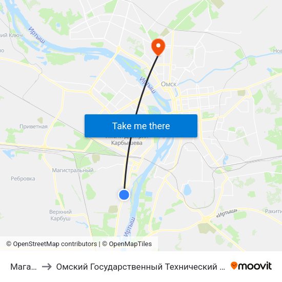 Магазин to Омский Государственный Технический Университет map