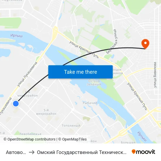 Автовокзал to Омский Государственный Технический Университет map