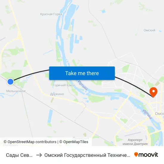Сады Северянка to Омский Государственный Технический Университет map