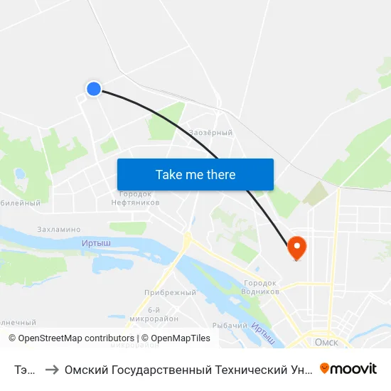 Тэц-3 to Омский Государственный Технический Университет map