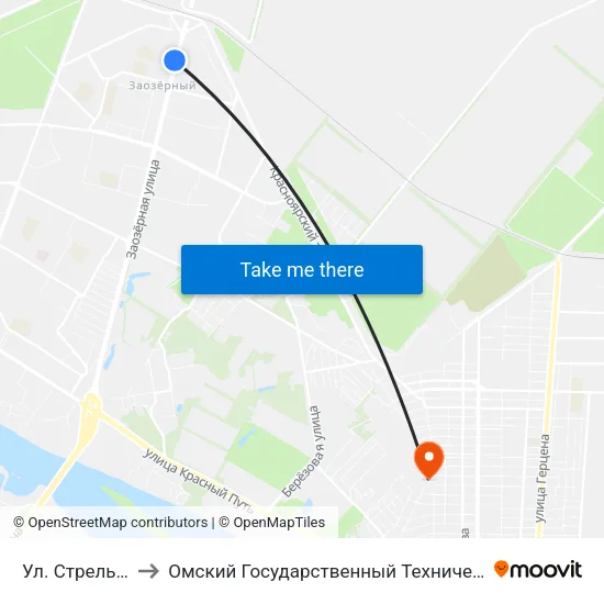 Ул. Стрельникова to Омский Государственный Технический Университет map