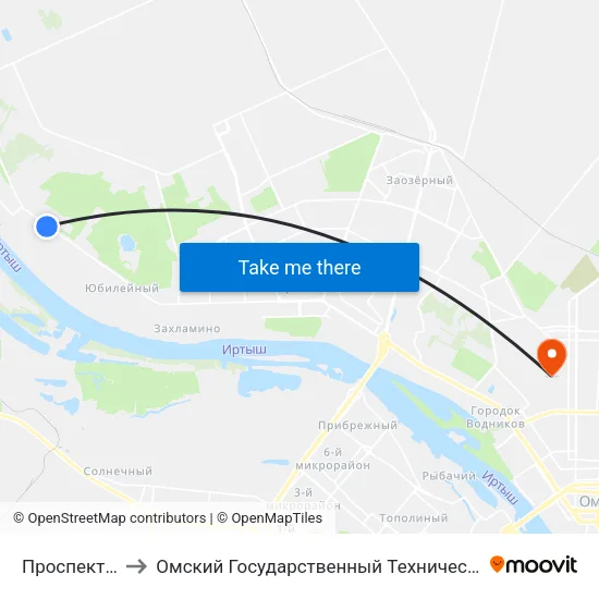 Проспект Мира to Омский Государственный Технический Университет map