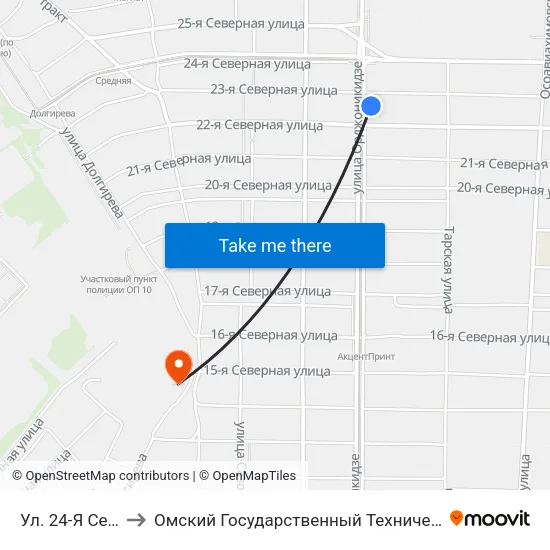 Ул. 24-Я Северная to Омский Государственный Технический Университет map
