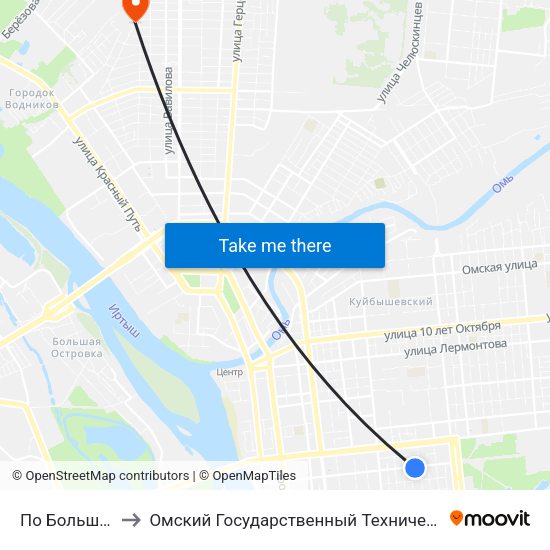 По Большевичка to Омский Государственный Технический Университет map