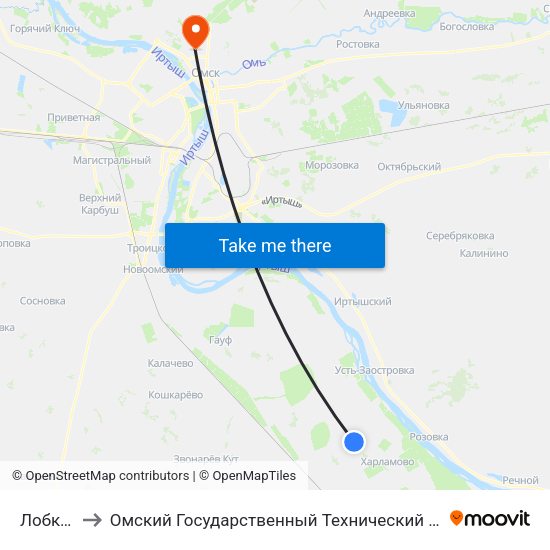 Лобково to Омский Государственный Технический Университет map