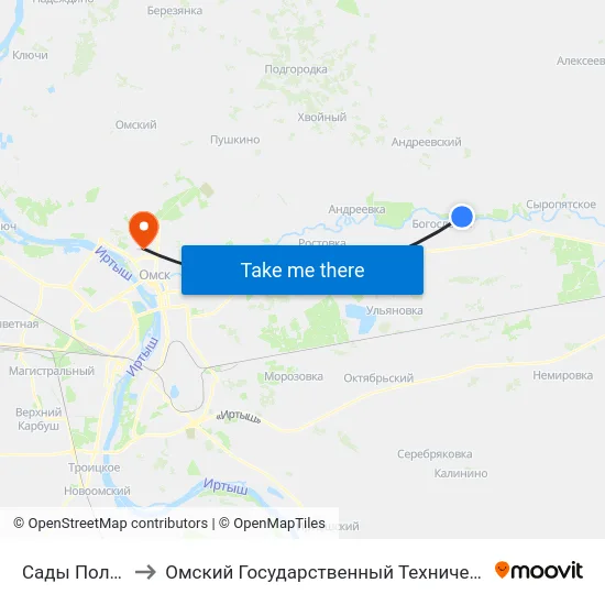 Сады Половинка to Омский Государственный Технический Университет map