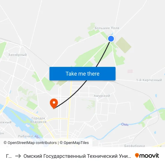 Гаи to Омский Государственный Технический Университет map