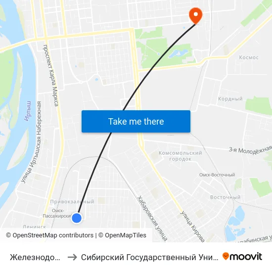 Железнодорожная Больница to Сибирский Государственный Университет Физической Культуры И Спорта map