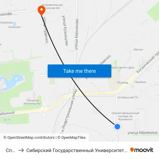 Спту-21 to Сибирский Государственный Университет Физической Культуры И Спорта map