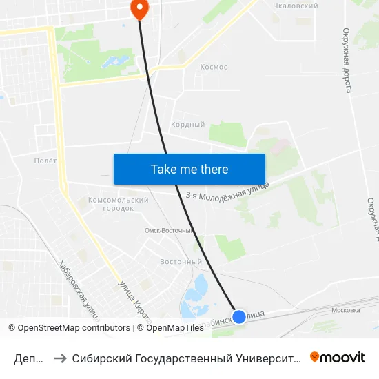 Деповская to Сибирский Государственный Университет Физической Культуры И Спорта map