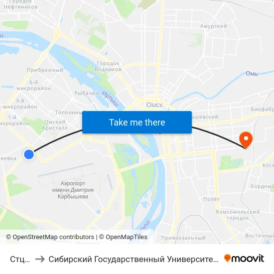 Стц Мега to Сибирский Государственный Университет Физической Культуры И Спорта map