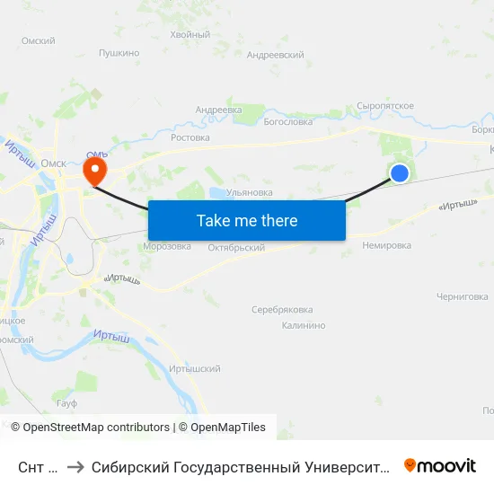 Снт Полёт to Сибирский Государственный Университет Физической Культуры И Спорта map