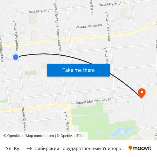 Ул. Куйбышева to Сибирский Государственный Университет Физической Культуры И Спорта map