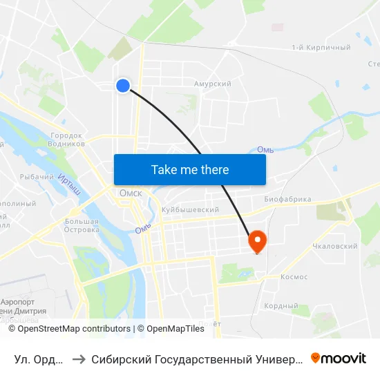 Ул. Орджоникидзе to Сибирский Государственный Университет Физической Культуры И Спорта map