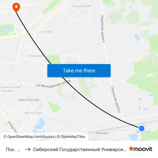 Пос. Дальний to Сибирский Государственный Университет Физической Культуры И Спорта map