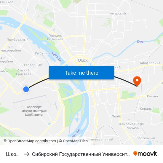 Школа №17 to Сибирский Государственный Университет Физической Культуры И Спорта map