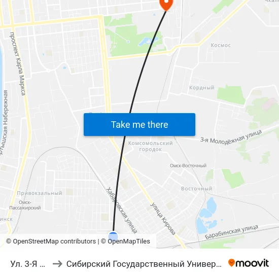 Ул. 3-Я Чередовая to Сибирский Государственный Университет Физической Культуры И Спорта map