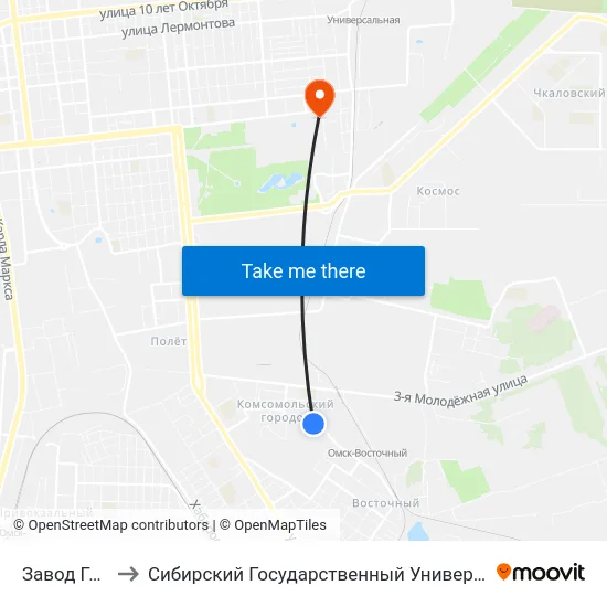 Завод Газоаппарат to Сибирский Государственный Университет Физической Культуры И Спорта map