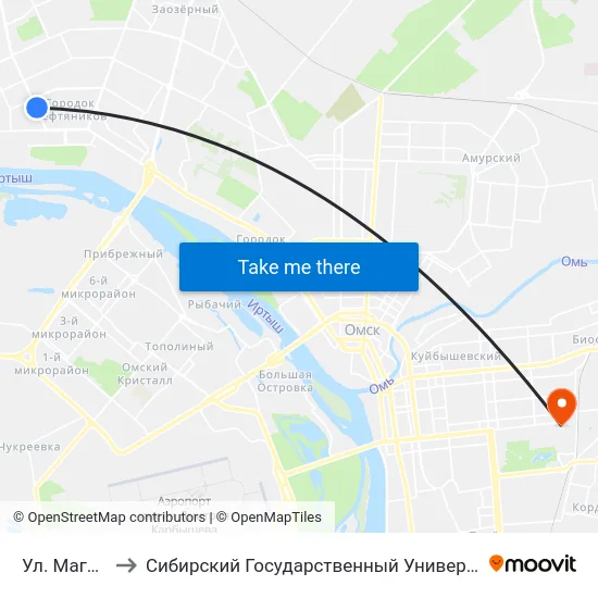 Ул. Магистральная to Сибирский Государственный Университет Физической Культуры И Спорта map