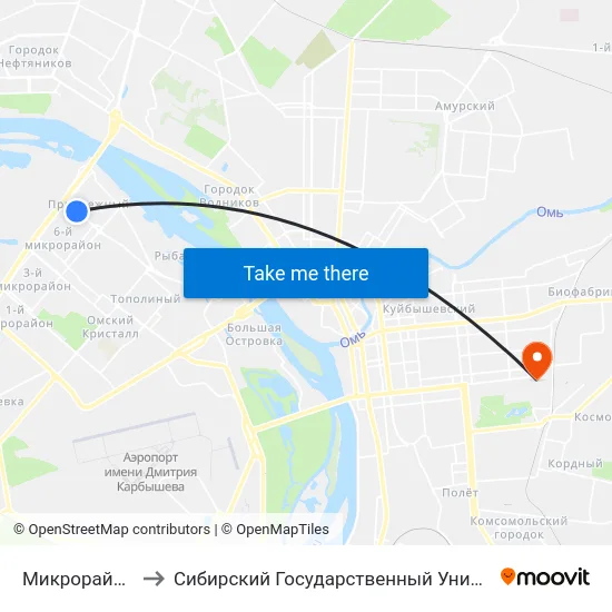 Микрорайон Прибрежный to Сибирский Государственный Университет Физической Культуры И Спорта map