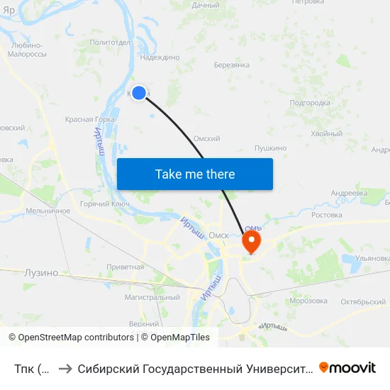 Тпк (Ключи) to Сибирский Государственный Университет Физической Культуры И Спорта map