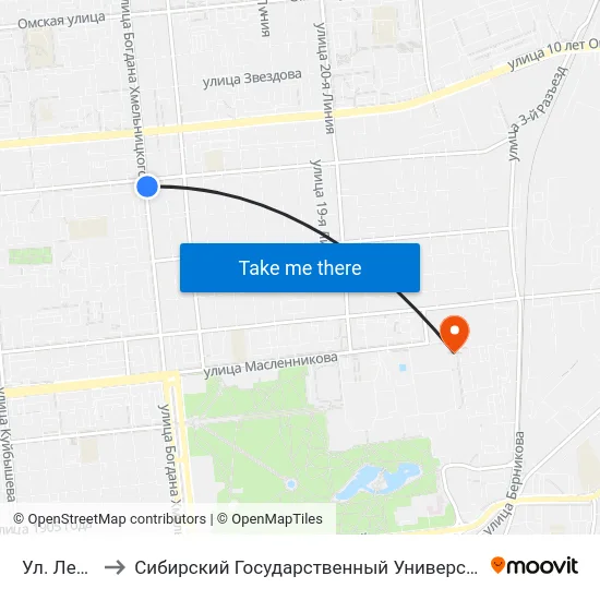 Ул. Лермонтова to Сибирский Государственный Университет Физической Культуры И Спорта map