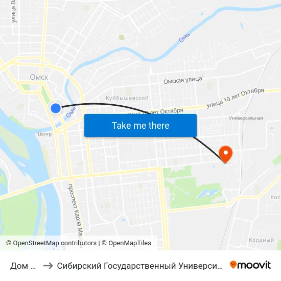 Дом Туриста to Сибирский Государственный Университет Физической Культуры И Спорта map
