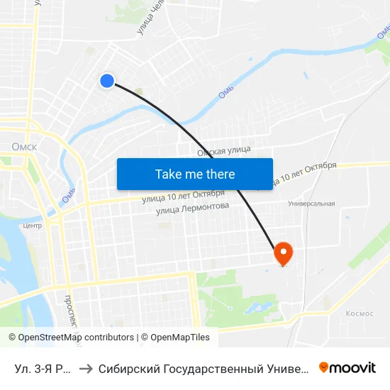 Ул. 3-Я Ремесленная to Сибирский Государственный Университет Физической Культуры И Спорта map