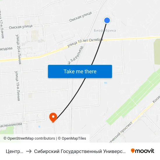 Центр Пенаты to Сибирский Государственный Университет Физической Культуры И Спорта map