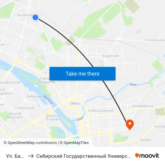 Ул. Бархатовой to Сибирский Государственный Университет Физической Культуры И Спорта map