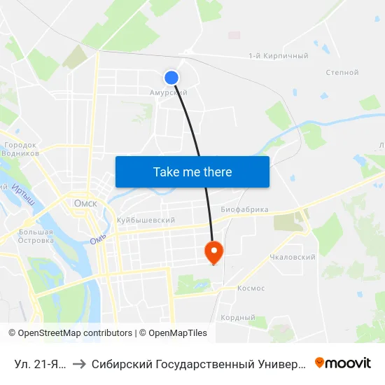 Ул. 21-Я Амурская to Сибирский Государственный Университет Физической Культуры И Спорта map