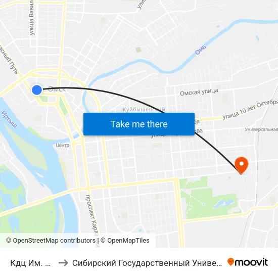 Кдц Им. Маяковского to Сибирский Государственный Университет Физической Культуры И Спорта map