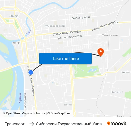 Транспортная Академия to Сибирский Государственный Университет Физической Культуры И Спорта map