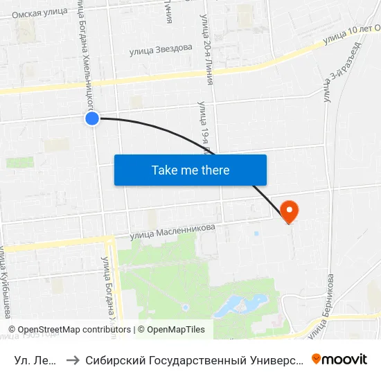 Ул. Лермонтова to Сибирский Государственный Университет Физической Культуры И Спорта map