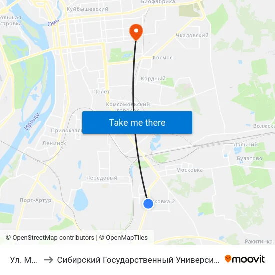 Ул. Моторная to Сибирский Государственный Университет Физической Культуры И Спорта map