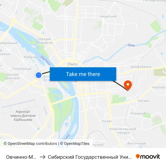Овчинно-Меховая Фабрика to Сибирский Государственный Университет Физической Культуры И Спорта map