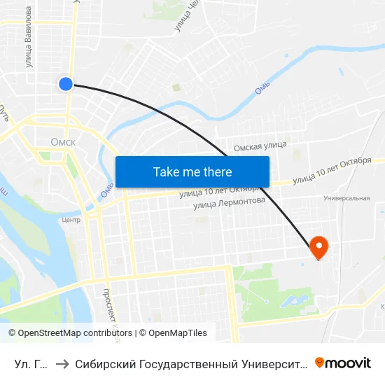 Ул. Герцена to Сибирский Государственный Университет Физической Культуры И Спорта map