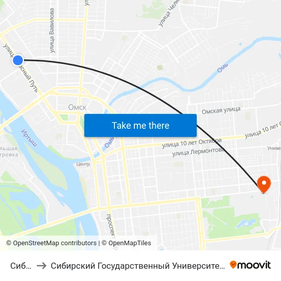 Сибзавод to Сибирский Государственный Университет Физической Культуры И Спорта map
