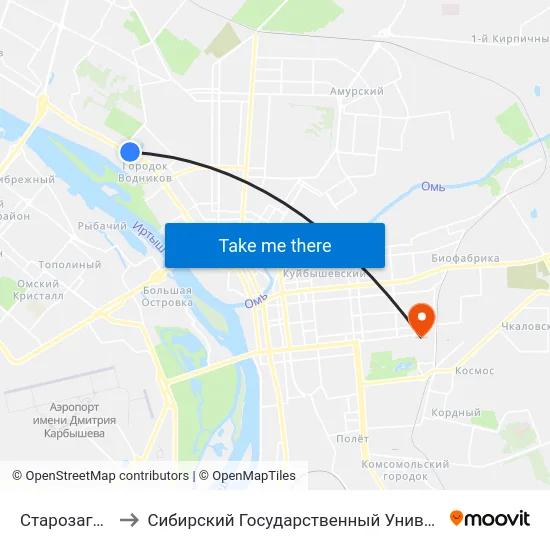Старозагородная Роща to Сибирский Государственный Университет Физической Культуры И Спорта map
